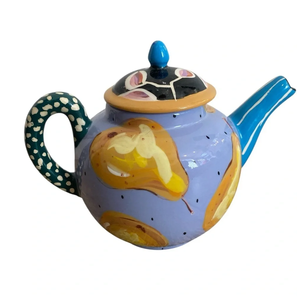Droll Designs Abstract Painted Teapot Pear design